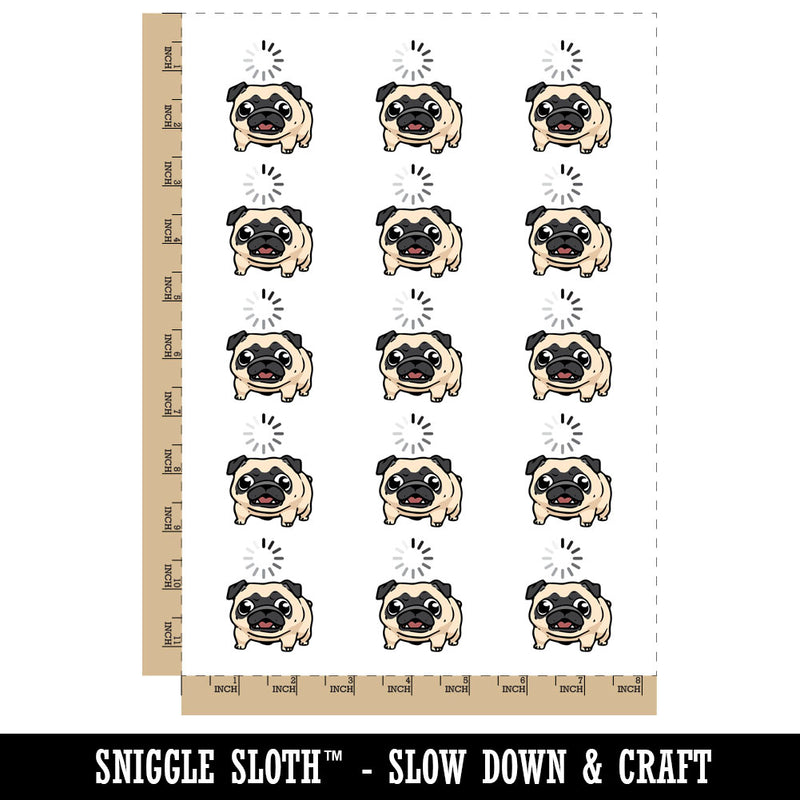 Pug Thinking Calculating Loading Dog Temporary Tattoo Water Resistant Fake Body Art Set Collection (1 Sheet)