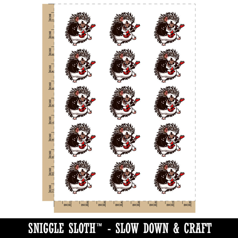 Rockstar Hedgehog with Guitar Temporary Tattoo Water Resistant Fake Body Art Set Collection (1 Sheet)