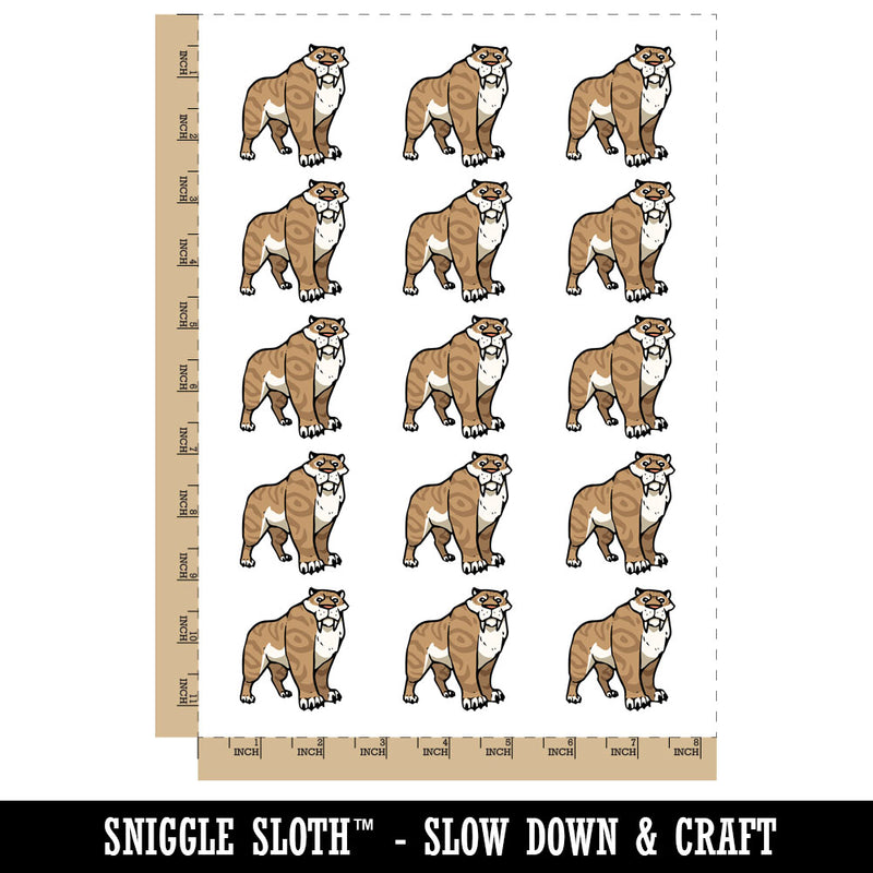Sabertooth Tiger Extinct Cat Ice Age Temporary Tattoo Water Resistant Fake Body Art Set Collection (1 Sheet)