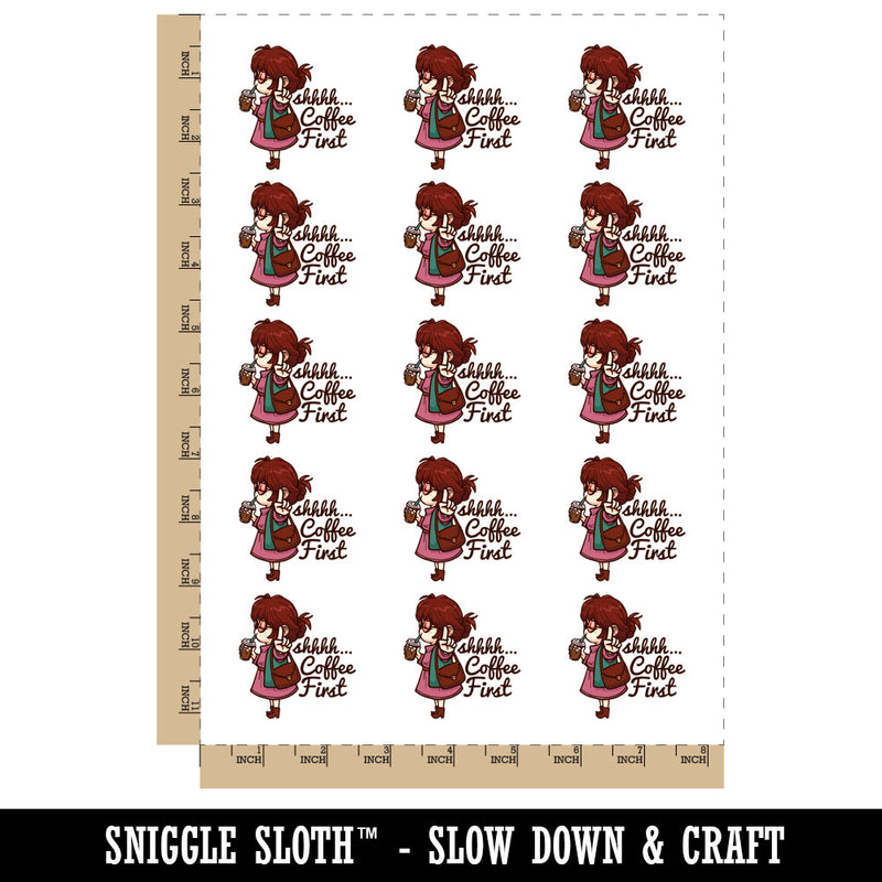 Shhh Coffee First Girl Cafe Drink Temporary Tattoo Water Resistant Fake Body Art Set Collection (1 Sheet)