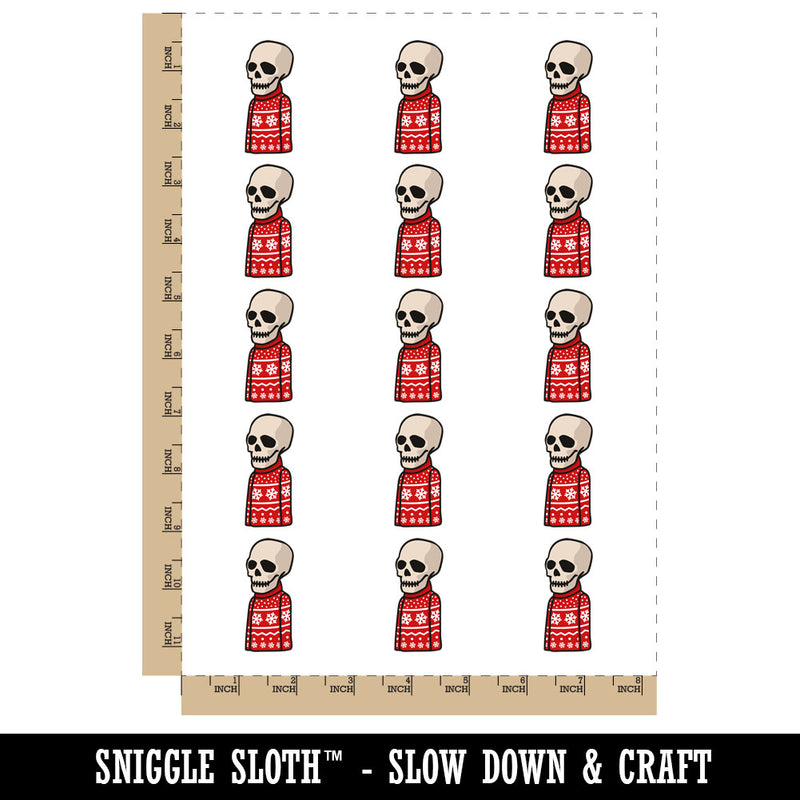 Skeleton Skull in Christmas Sweater Temporary Tattoo Water Resistant Fake Body Art Set Collection (1 Sheet)