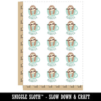 Sloth Sloffee Coffee Temporary Tattoo Water Resistant Fake Body Art Set Collection (1 Sheet)