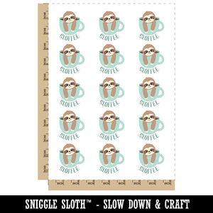 Sloth Sloffee Coffee Temporary Tattoo Water Resistant Fake Body Art Set Collection (1 Sheet)