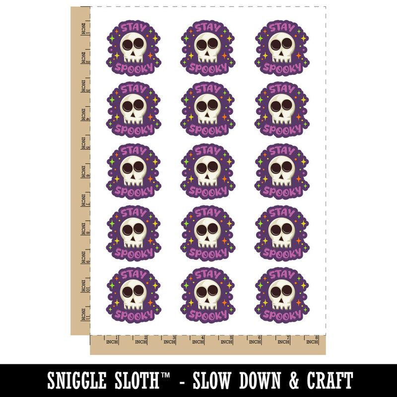 Stay Spooky Skull Halloween Temporary Tattoo Water Resistant Fake Body Art Set Collection (1 Sheet)