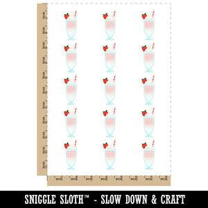 Strawberry Milkshake Ice Cream Dessert Drink Beverage Temporary Tattoo Water Resistant Fake Body Art Set Collection