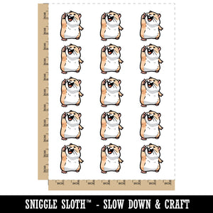 Thumbs Up Hamster Rodent Big Smile Temporary Tattoo Water Resistant Fake Body Art Set Collection (1 Sheet)