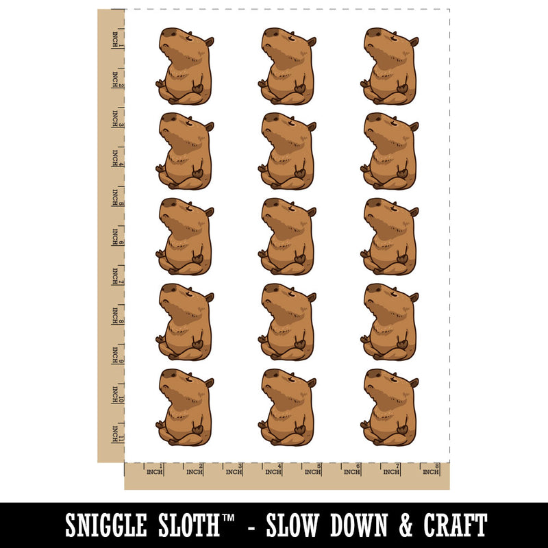 Zen Meditating Capybara Cartoon Rodent Temporary Tattoo Water Resistant Fake Body Art Set Collection (1 Sheet)