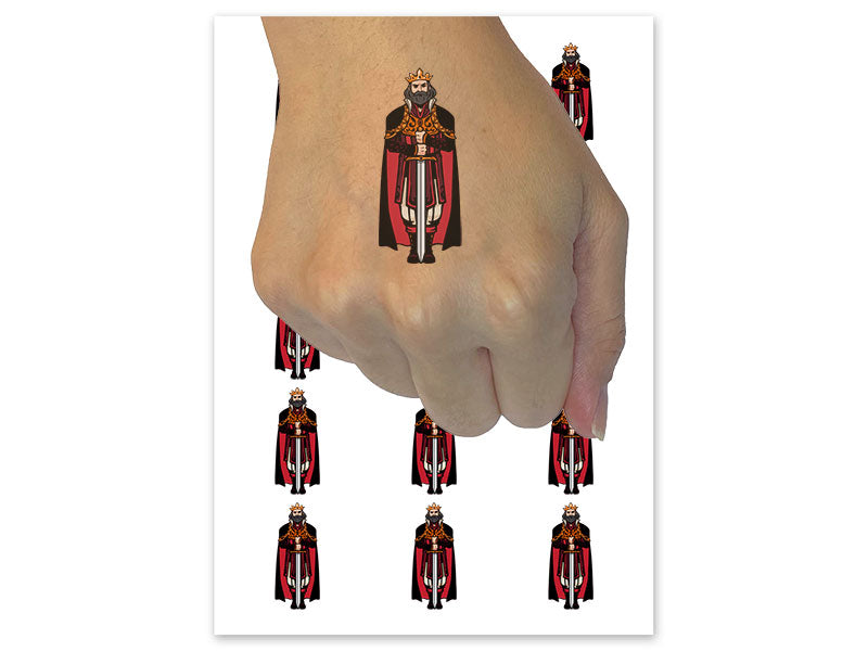 Fairytale King Monarch Nobility Medieval Fantasy Temporary Tattoo Water Resistant Fake Body Art Set Collection (1 Sheet)