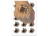 Adventurous Hiking Mouse with Map Backpack Temporary Tattoo Water Resistant Fake Body Art Set Collection (1 Sheet)