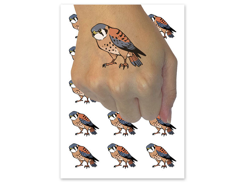 American Kestrel Falcon Bird of Prey Temporary Tattoo Water Resistant Fake Body Art Set Collection (1 Sheet)