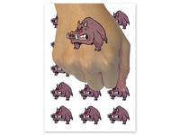 Angry Raging Boar Pig Tusks Temporary Tattoo Water Resistant Fake Body Art Set Collection (1 Sheet)