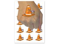 Angry Traffic Cone Blowing Whistle Temporary Tattoo Water Resistant Fake Body Art Set Collection (1 Sheet)