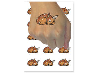 Baby Sleeping Deer Fawn Temporary Tattoo Water Resistant Fake Body Art Set Collection (1 Sheet)