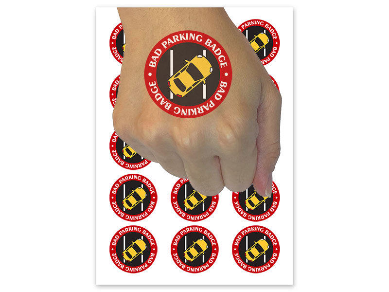 Bad Parking Badge Car Funny Temporary Tattoo Water Resistant Fake Body Art Set Collection (1 Sheet)