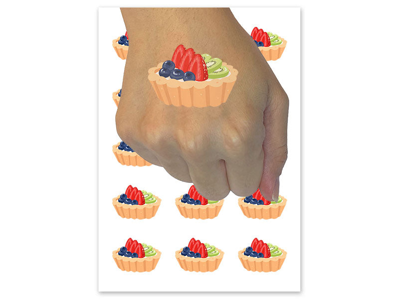 Berry Fruit Tart Dessert Strawberry Blueberry Kiwi Temporary Tattoo Water Resistant Fake Body Art Set Collection