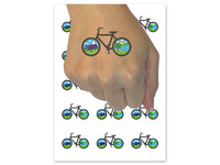 Bike Mountains Hills River Biking Cycle Temporary Tattoo Water Resistant Fake Body Art Set Collection (1 Sheet)