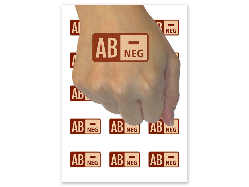 Blood Type AB Negative Medical Emergency Temporary Tattoo Water Resistant Fake Body Art Set Collection (1 Sheet)