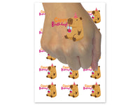 Cappy Happy Birthday Capybara Temporary Tattoo Water Resistant Fake Body Art Set Collection (1 Sheet)