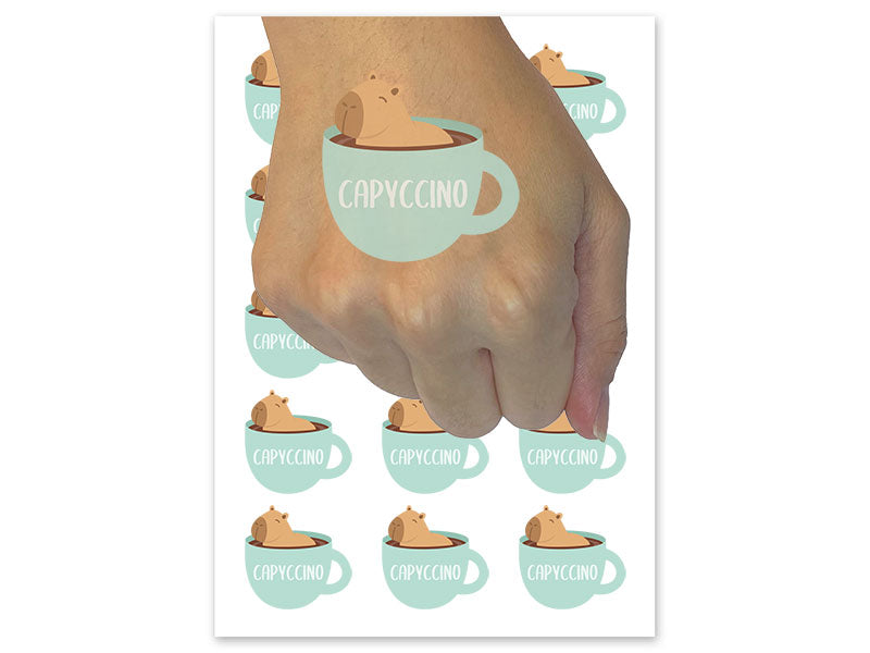 Capyccino Capybara in Cappuccino Temporary Tattoo Water Resistant Fake Body Art Set Collection (1 Sheet)