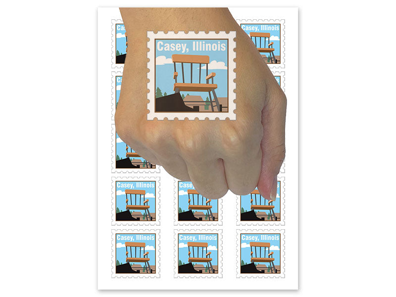Casey Illinois Giant Chair Destination Stamp Temporary Tattoo Water Resistant Fake Body Art Set Collection (1 Sheet)