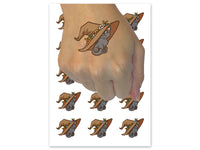 Cat with Garden Witch Hat Flowers Temporary Tattoo Water Resistant Fake Body Art Set Collection (1 Sheet)