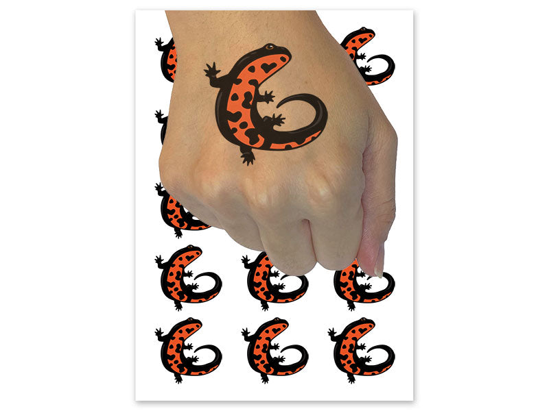 Chinese Fire Newt Amphibian Salamander Temporary Tattoo Water Resistant Fake Body Art Set Collection (1 Sheet)