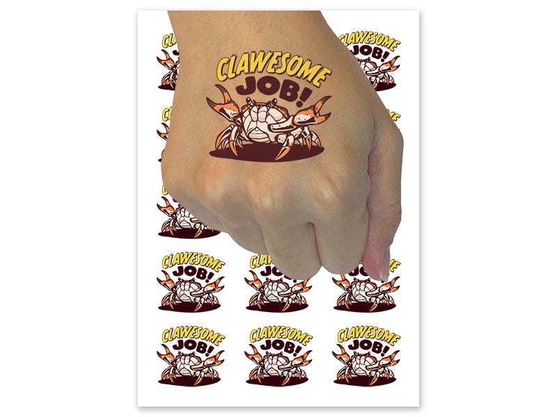 Clawesome Awesome Job Crab Claws Temporary Tattoo Water Resistant Fake Body Art Set Collection (1 Sheet)