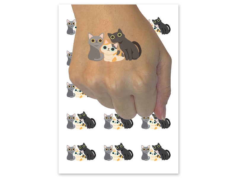 Clowder of Curious Cats Temporary Tattoo Water Resistant Fake Body Art Set Collection (1 Sheet)