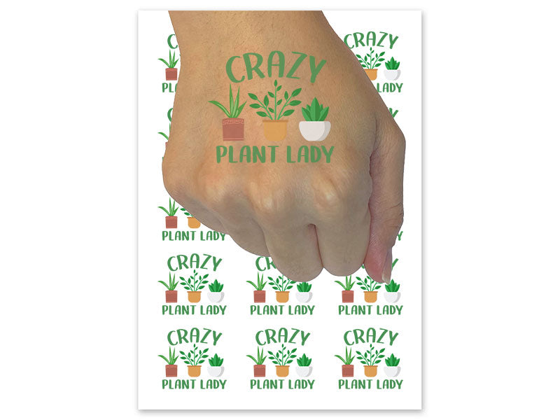 Crazy Plant Lady Temporary Tattoo Water Resistant Fake Body Art Set Collection (1 Sheet)