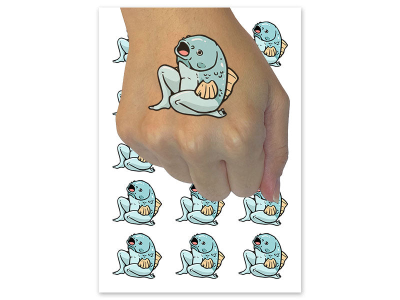 Creepy Reverse Mermaid Funny Fish Temporary Tattoo Water Resistant Fake Body Art Set Collection (1 Sheet)