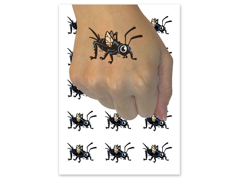 Cute Cartoon Cricket Bug Insect Temporary Tattoo Water Resistant Fake Body Art Set Collection (1 Sheet)