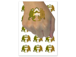 Dancing Frogs Toads Circle Temporary Tattoo Water Resistant Fake Body Art Set Collection (1 Sheet)