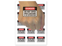 Danger Do Not Open Machine In Operation Temporary Tattoo Water Resistant Fake Body Art Set Collection (1 Sheet)