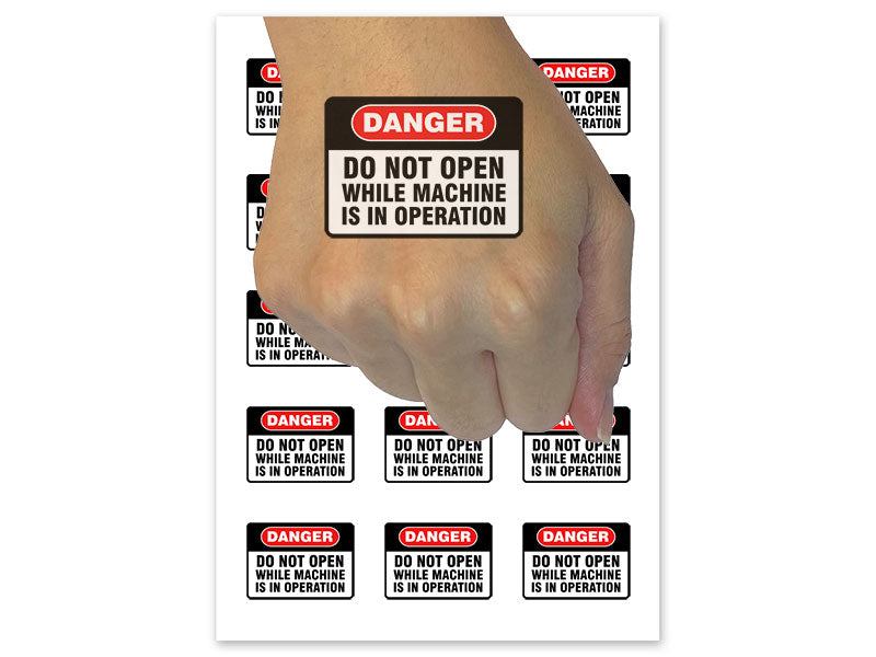 Danger Do Not Open Machine In Operation Temporary Tattoo Water Resistant Fake Body Art Set Collection (1 Sheet)