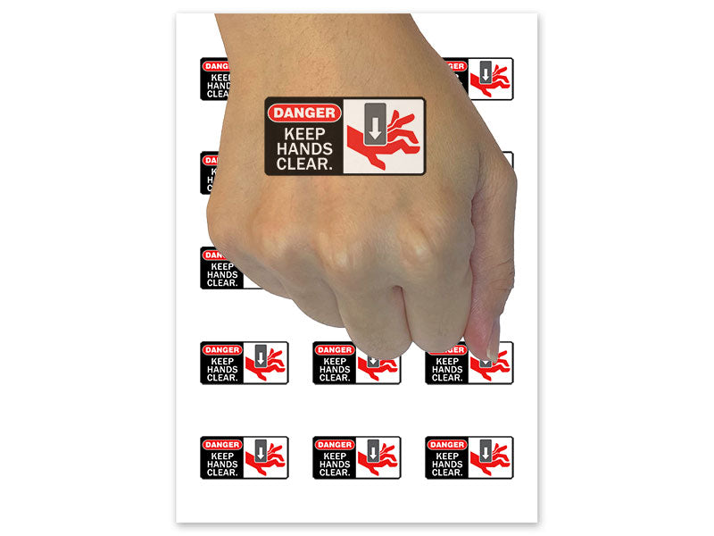 Danger Keeps Hands Clear Safety Equipment Warning Temporary Tattoo Water Resistant Fake Body Art Set Collection