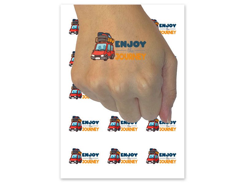 Enjoy the Journey Vacation Road Trip Car Luggage Temporary Tattoo Water Resistant Fake Body Art Set Collection