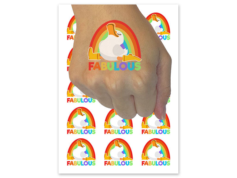 Fabulous Gay Pride Duck Rainbow Rain Boots Temporary Tattoo Water Resistant Fake Body Art Set Collection (1 Sheet)