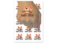 Fantastic Dog Stick Pet Pun Compliment Temporary Tattoo Water Resistant Fake Body Art Set Collection (1 Sheet)