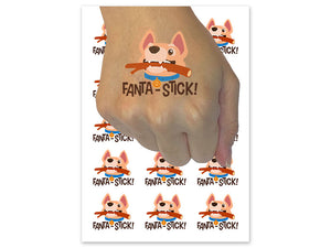 Fantastic Dog Stick Pet Pun Compliment Temporary Tattoo Water Resistant Fake Body Art Set Collection (1 Sheet)