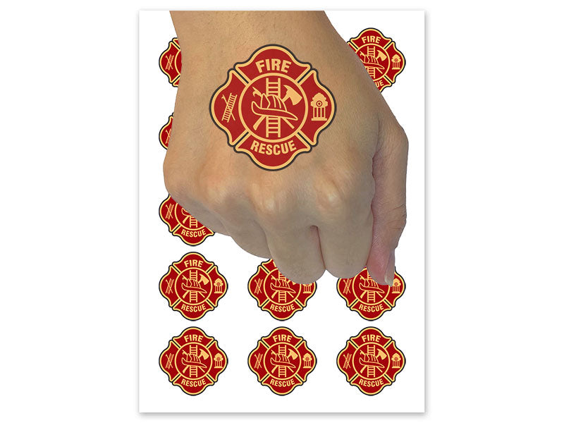 Firefighter Firemen Maltese Cross Temporary Tattoo Water Resistant Fake Body Art Set Collection (1 Sheet)