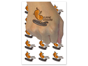 Flippin' Awesome Pancake Flapjack Frying Pan Temporary Tattoo Water Resistant Fake Body Art Set Collection (1 Sheet)