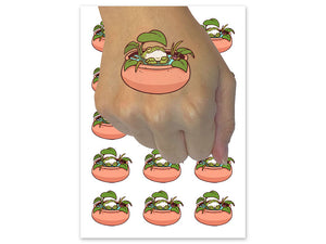 Flourishing Moisturized Happy Frog In Clay Jar Temporary Tattoo Water Resistant Fake Body Art Set Collection (1 Sheet)