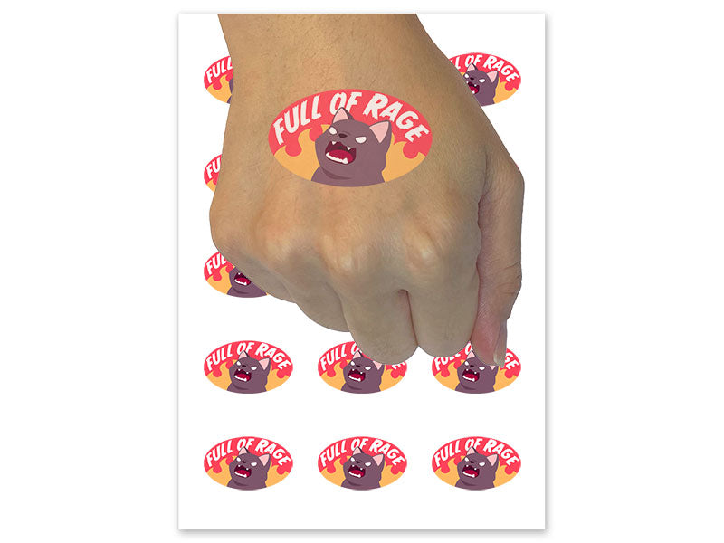 Full of Rage Screaming Fire Cat Temporary Tattoo Water Resistant Fake Body Art Set Collection (1 Sheet)