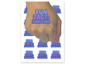 Fun Fact I Don't Care Temporary Tattoo Water Resistant Fake Body Art Set Collection (1 Sheet)
