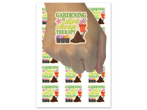 Gardening is Dirt Cheap Therapy Temporary Tattoo Water Resistant Fake Body Art Set Collection (1 Sheet)