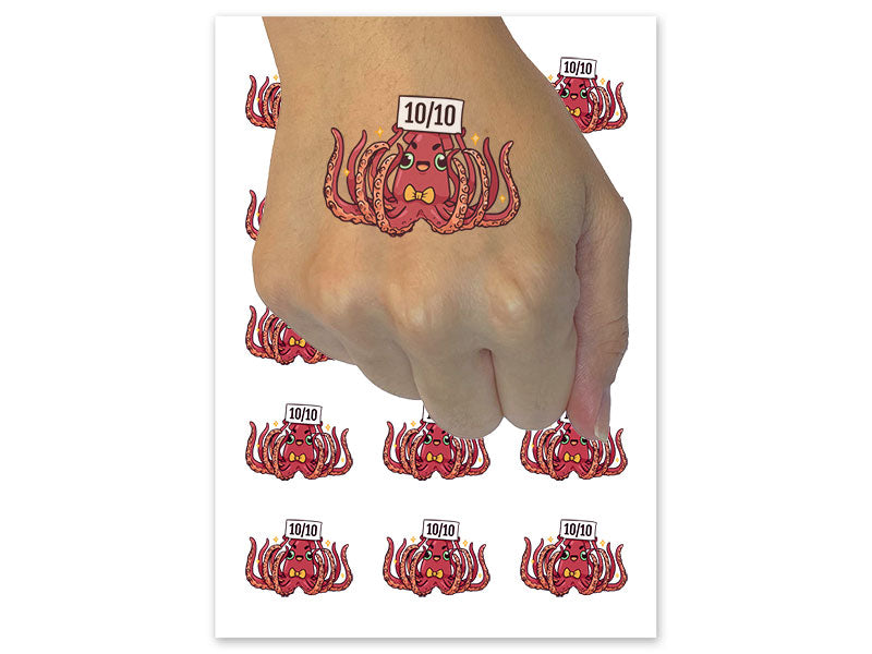 Giant Squid Ten Tentacles Perfect Score Kraken Temporary Tattoo Water Resistant Fake Body Art Set Collection (1 Sheet)