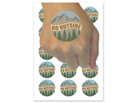 Go Outside Mountains Trees Nature Temporary Tattoo Water Resistant Fake Body Art Set Collection (1 Sheet)