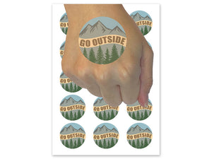 Go Outside Mountains Trees Nature Temporary Tattoo Water Resistant Fake Body Art Set Collection (1 Sheet)