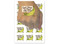 Green Banana Good Things To Those Who Wait Temporary Tattoo Water Resistant Fake Body Art Set Collection (1 Sheet)