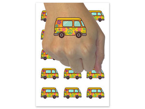 Groovy Hippie Van Temporary Tattoo Water Resistant Fake Body Art Set Collection (1 Sheet)